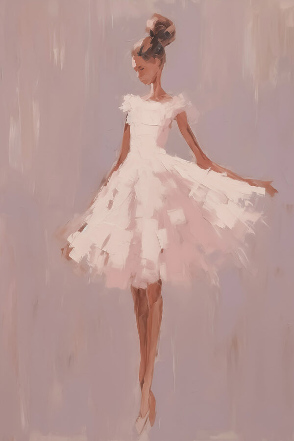 Schilderij van een vrouw in een witte jurk Schilderij van een vrouw in een witte jurk