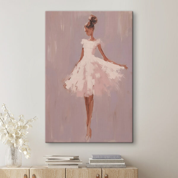 Schilderij van een vrouw in een witte jurk Schilderij van een vrouw in een witte jurk