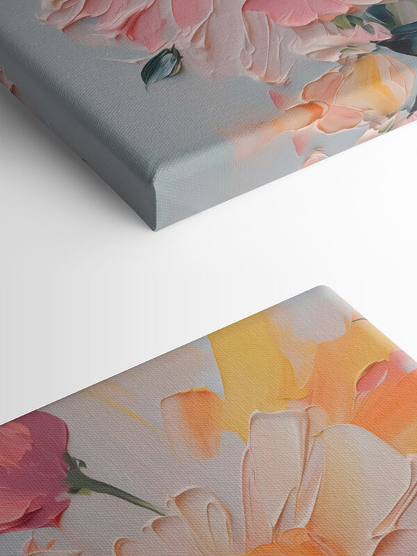 Schilderij van bloemen op een wit oppervlak Schilderij van bloemen op een wit oppervlak