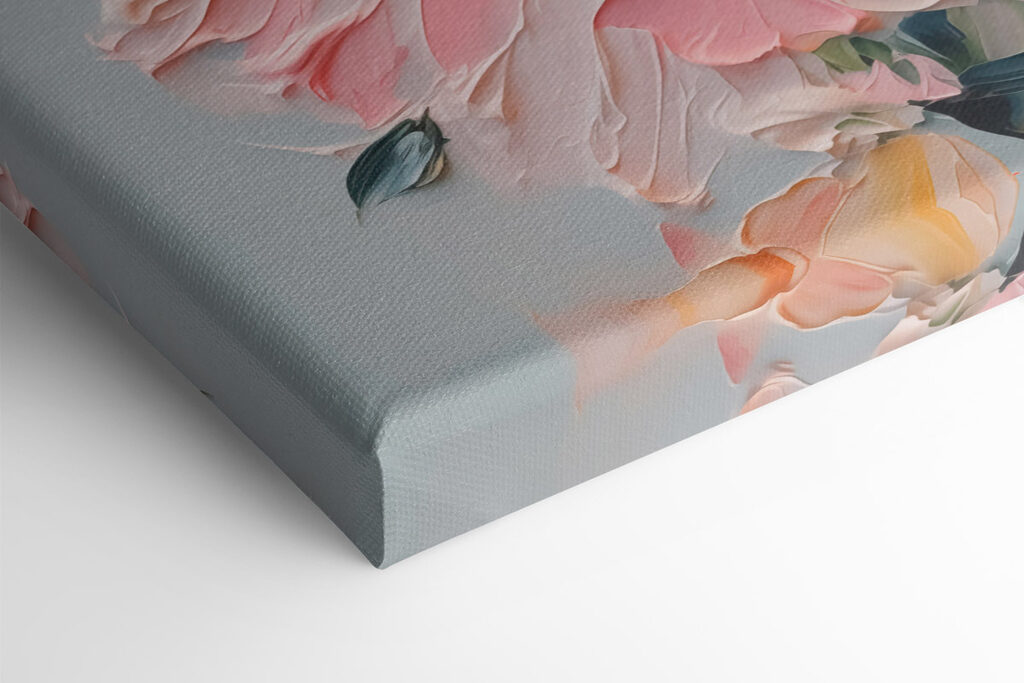 Painting of flowers on a white surface