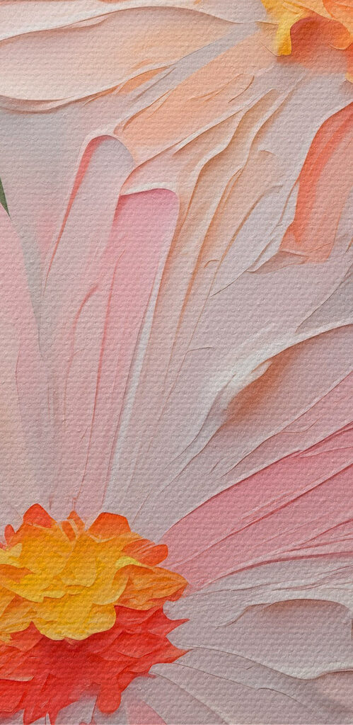 Painting of flowers on a white surface