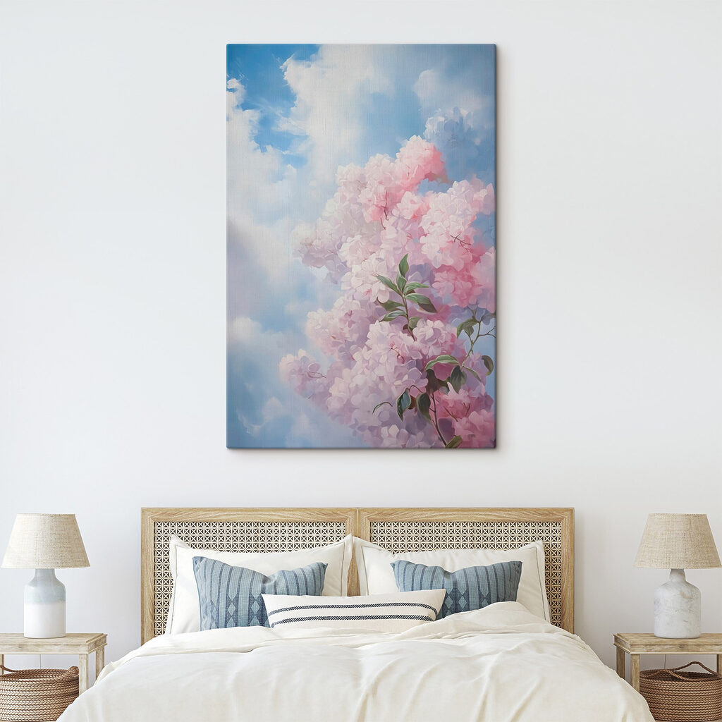 Painting of a tree with pink flowers