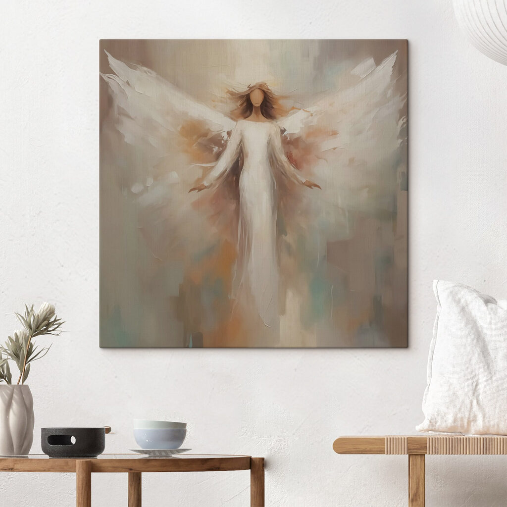 Painting of a woman with wings