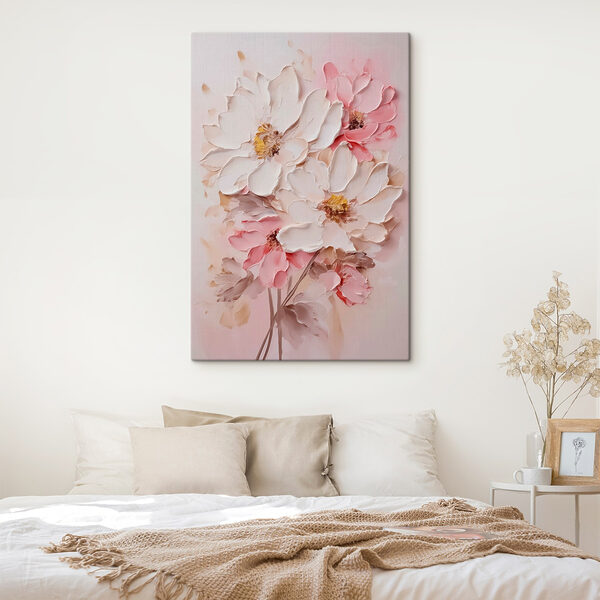 Schilderij van bloemen op een muur Schilderij van bloemen op een muur