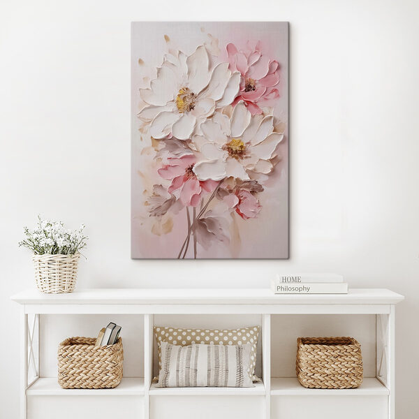 Schilderij van bloemen op een muur Schilderij van bloemen op een muur