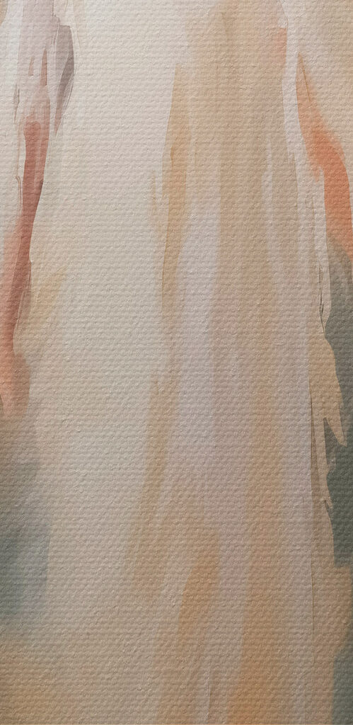 Painting of a woman in a white dress with wings