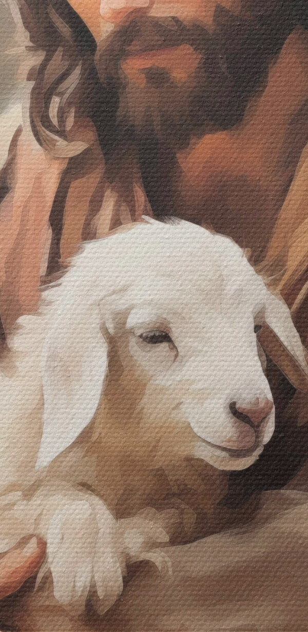 Schilderij van een man met een lam Schilderij van een man met een lam