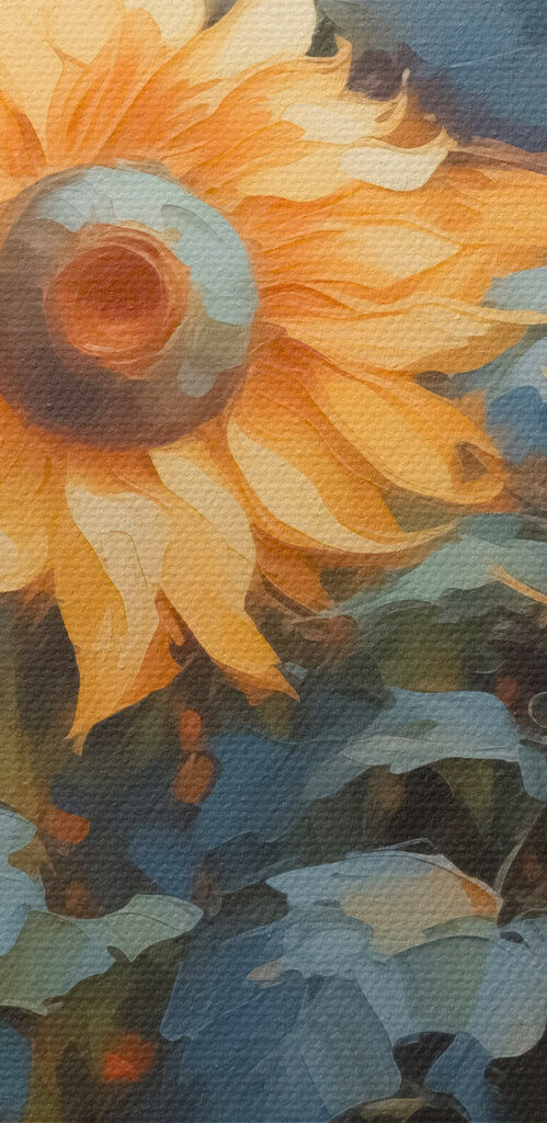 Painting of sunflowers in a field Painting of sunflowers in a field