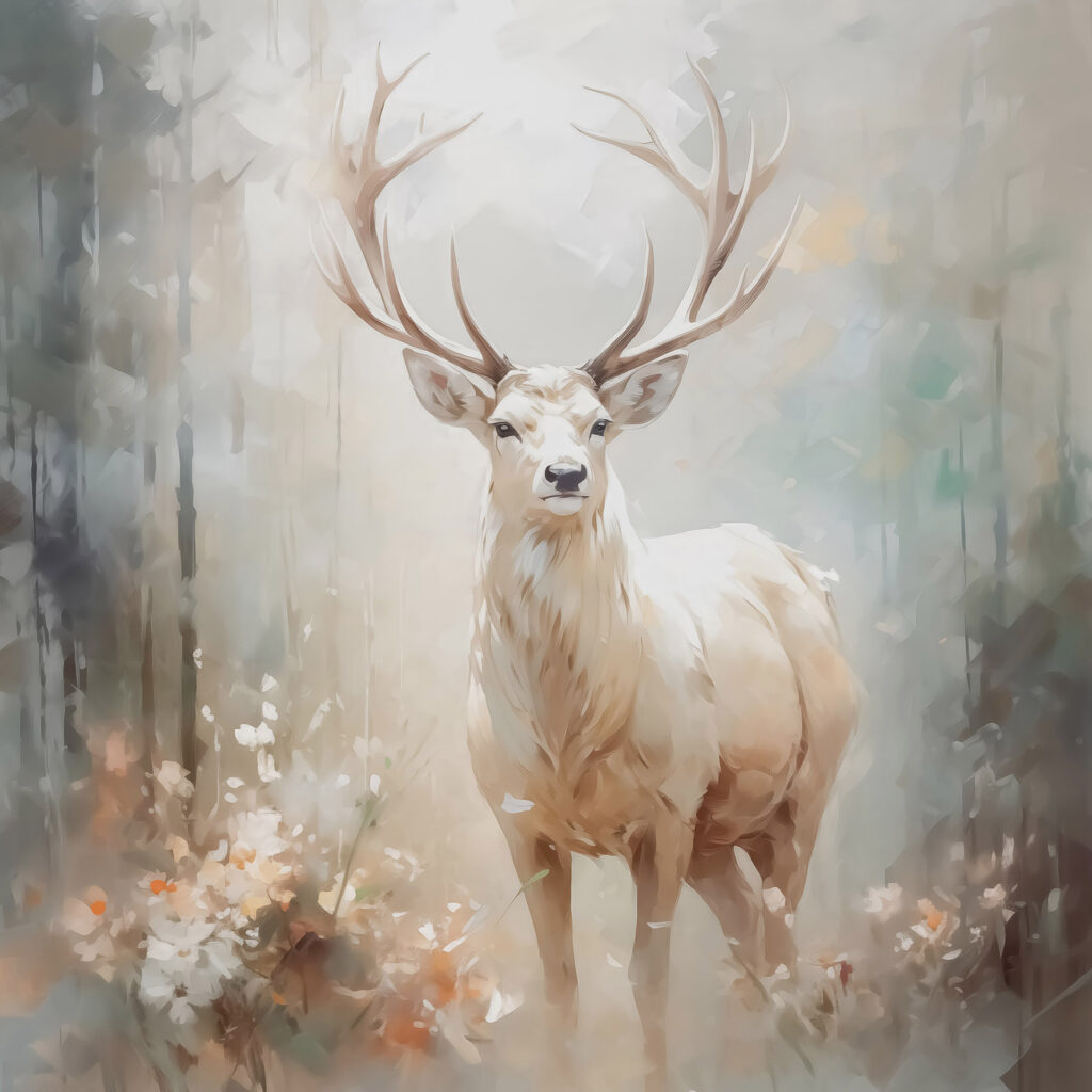 Painting of a deer with antlers
