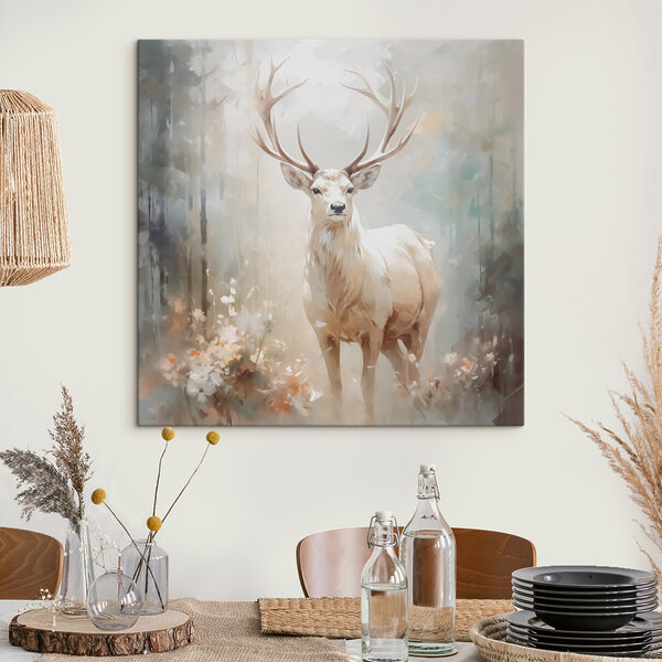 Schilderij van een hert met gewei Schilderij van een hert met gewei