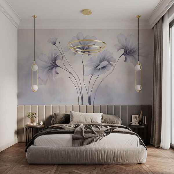 Schilderij van bloemen op een witte achtergrond Schilderij van bloemen op een witte achtergrond