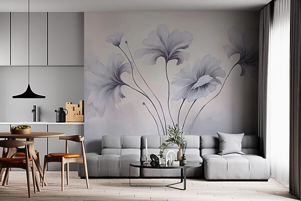 Schilderij van bloemen op een witte achtergrond Schilderij van bloemen op een witte achtergrond