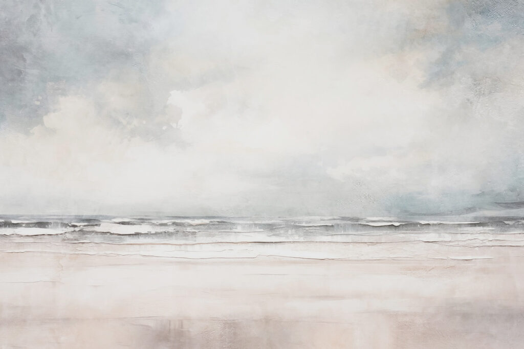 Strand met golven en wolken Strand met golven en wolken