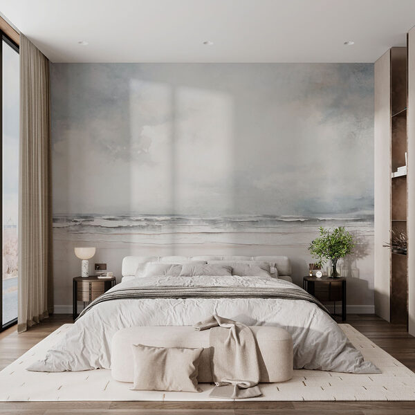 Strand met golven en wolken Strand met golven en wolken