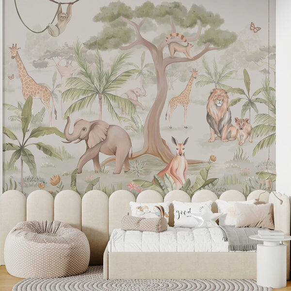 Behang met dieren en bomen Behang met dieren en bomen