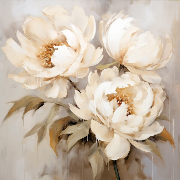 Schilderij van witte bloemen Schilderij van witte bloemen