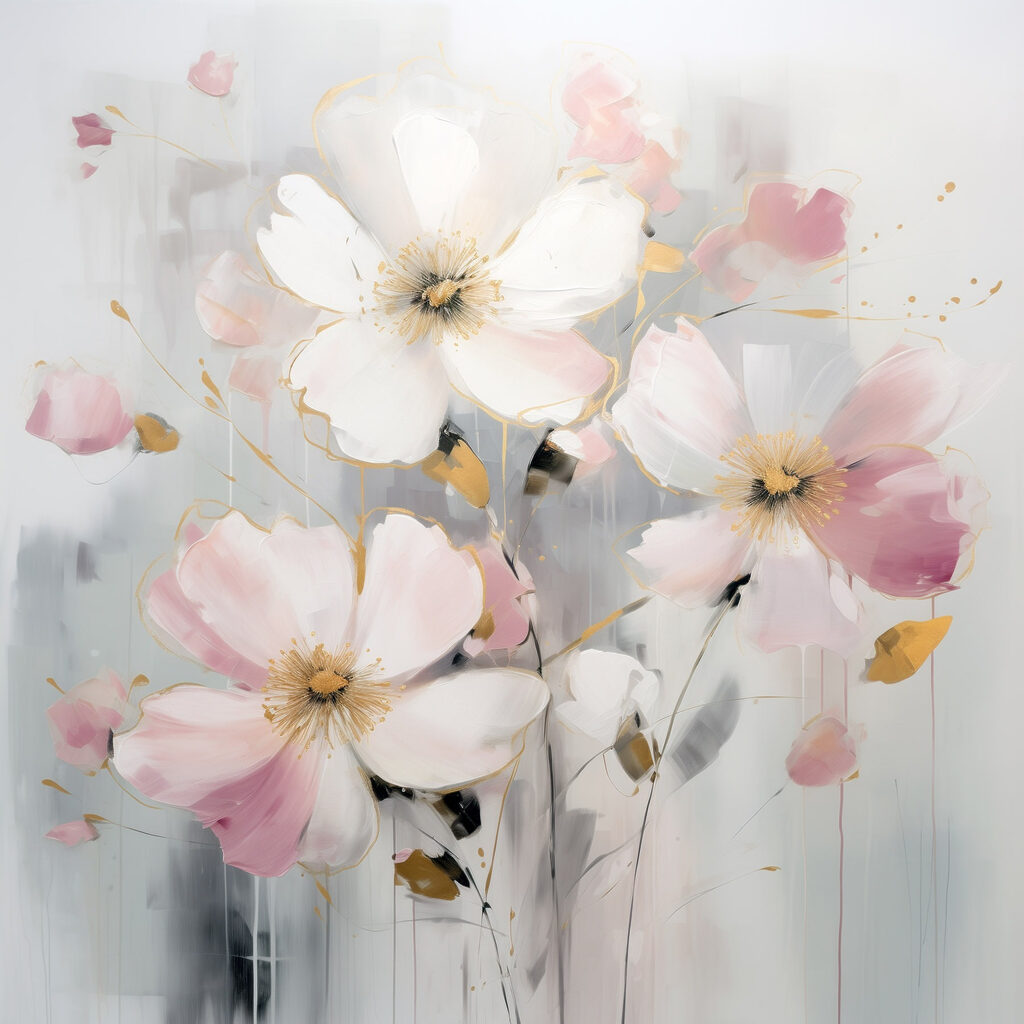 Painting of flowers on a grey background