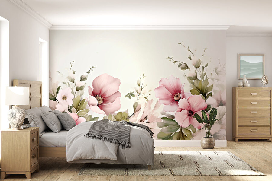Schilderij van bloemen en bladeren