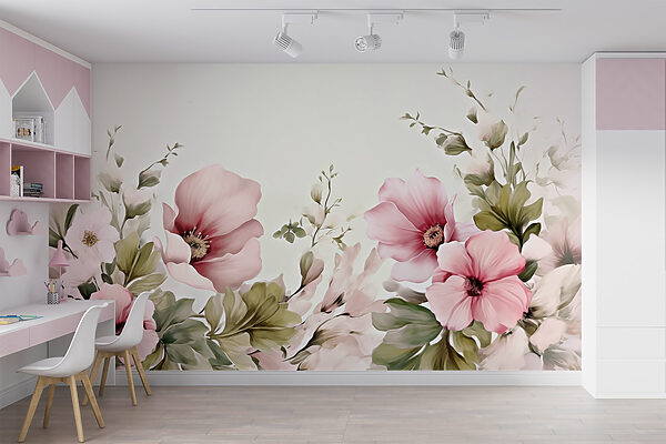Schilderij van bloemen en bladeren Schilderij van bloemen en bladeren