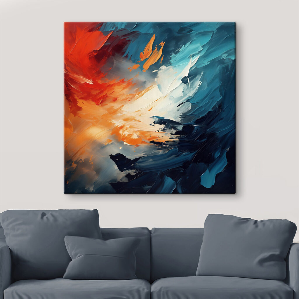 Painting of blue and orange colors