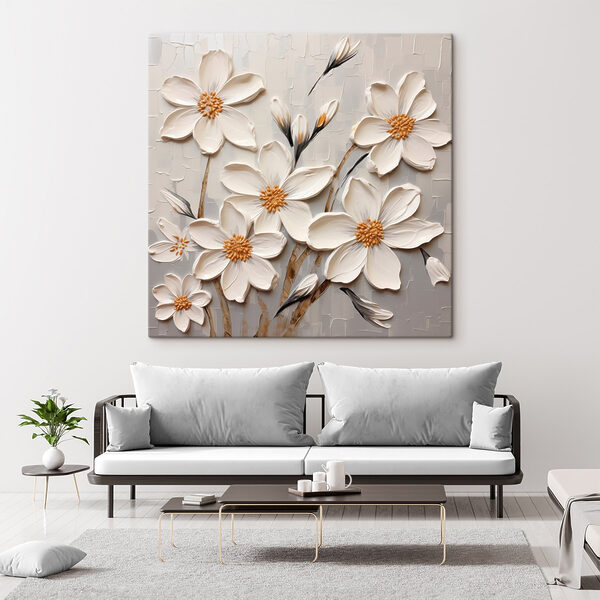 Canvas Schilderijen Schilderij van witte bloemen (Artikelnummer: s43366) Canvas Schilderijen Canvas Schilderijen Schilderij van witte bloemen (Artikelnummer: s43366)