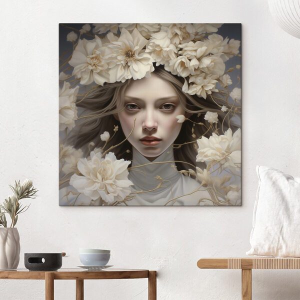 Vrouw met bloemen in haar haar Vrouw met bloemen in haar haar