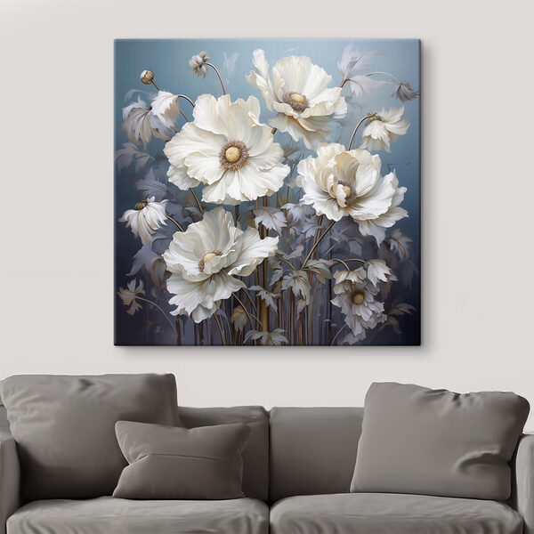 Schilderij van witte bloemen Schilderij van witte bloemen