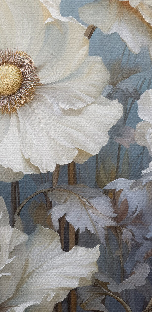 Schilderij van witte bloemen Schilderij van witte bloemen
