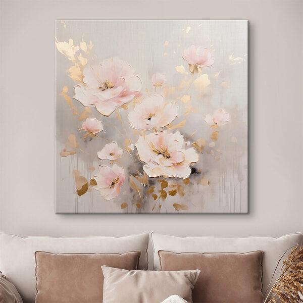 Schilderij van bloemen op een wit oppervlak Schilderij van bloemen op een wit oppervlak