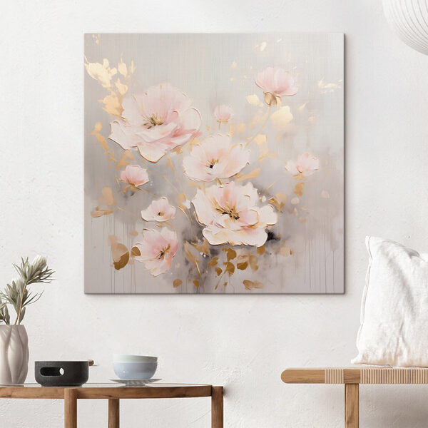 Schilderij van bloemen op een wit oppervlak Schilderij van bloemen op een wit oppervlak
