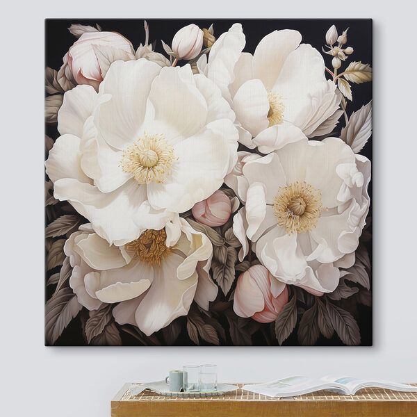 Schilderij van witte bloemen Schilderij van witte bloemen