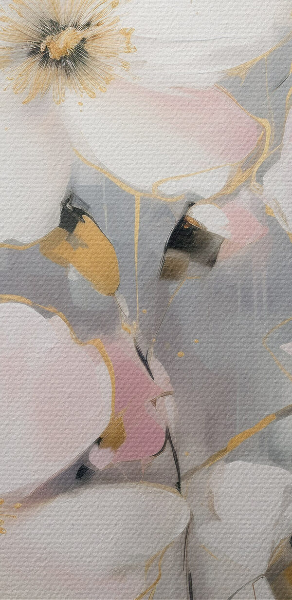 Schilderij van bloemen op een grijze achtergrond Schilderij van bloemen op een grijze achtergrond