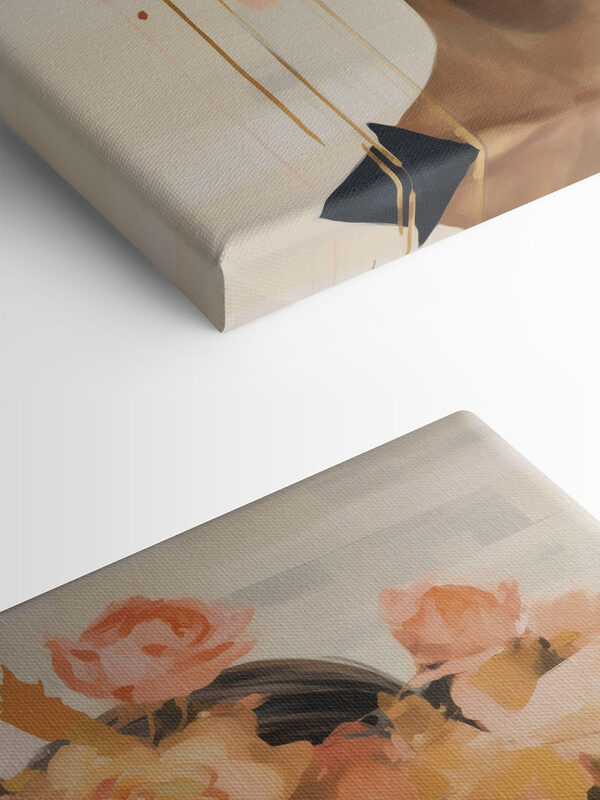 Schilderij van een vrouw met bloemen op haar hoofd Schilderij van een vrouw met bloemen op haar hoofd