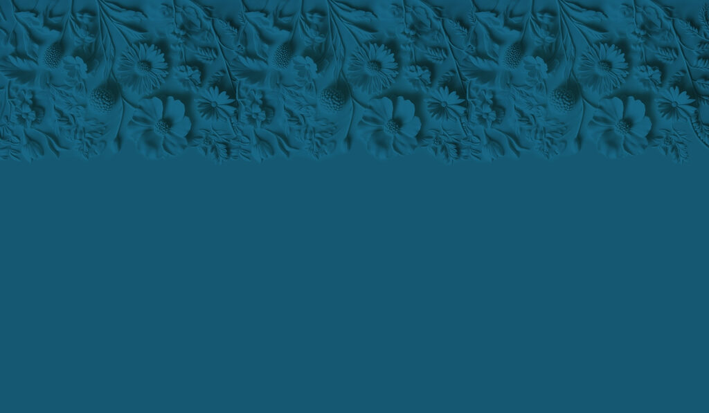 Blauwe achtergrond met bloemen en bladeren Blauwe achtergrond met bloemen en bladeren