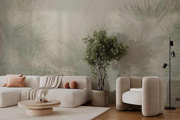 Witte achtergrond met palmbladeren Witte achtergrond met palmbladeren
