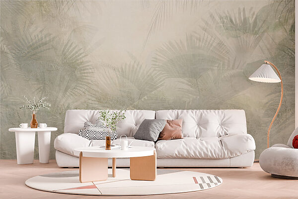 Witte achtergrond met palmbladeren Witte achtergrond met palmbladeren