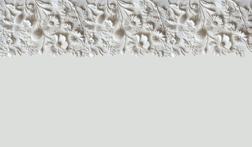 Wit bloemmotief op een muur Wit bloemmotief op een muur