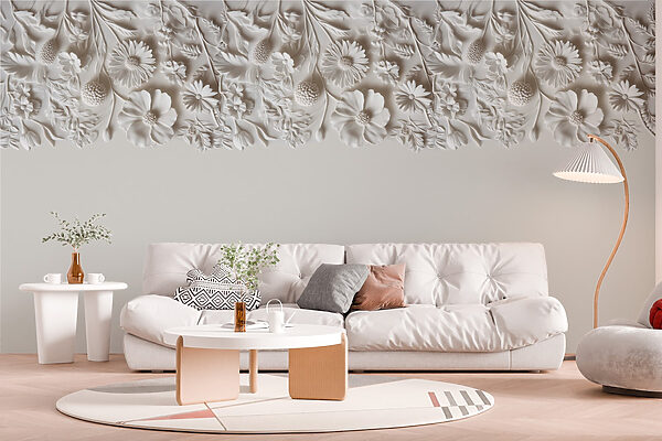 Wit bloemmotief op een muur Wit bloemmotief op een muur