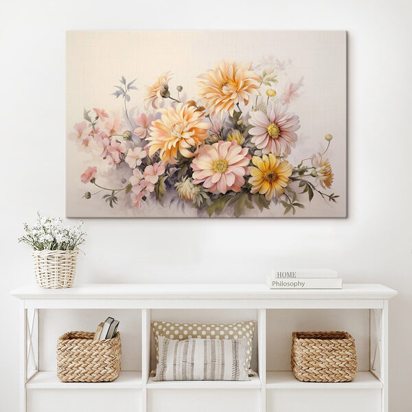 Schilderij van bloemen op een witte achtergrond Schilderij van bloemen op een witte achtergrond