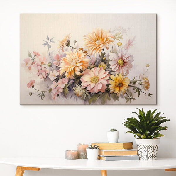 Schilderij van bloemen op een witte achtergrond Schilderij van bloemen op een witte achtergrond