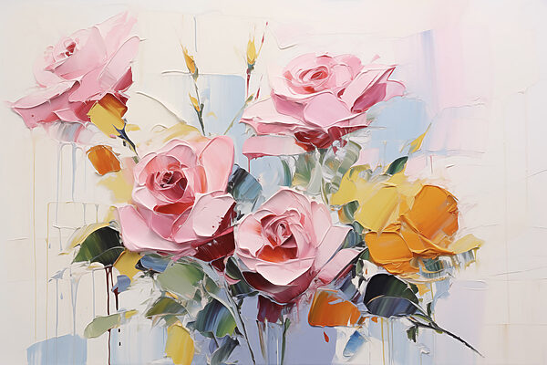 Schilderij van bloemen op een witte achtergrond Schilderij van bloemen op een witte achtergrond