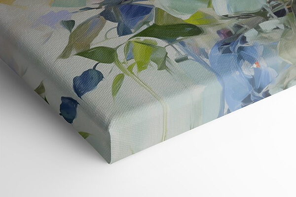 Schilderij van bloemen op een blauwe achtergrond Schilderij van bloemen op een blauwe achtergrond