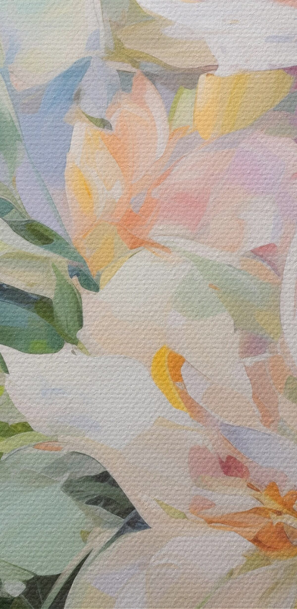 Schilderij van bloemen op een blauwe achtergrond Schilderij van bloemen op een blauwe achtergrond