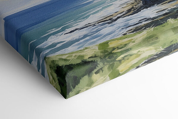 Schilderij van een landschap met een klif en water Schilderij van een landschap met een klif en water
