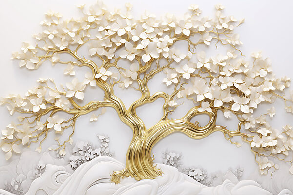 Boom met witte bladeren en bloemen s43388p 600x400 - Boom met witte bladeren en bloemen