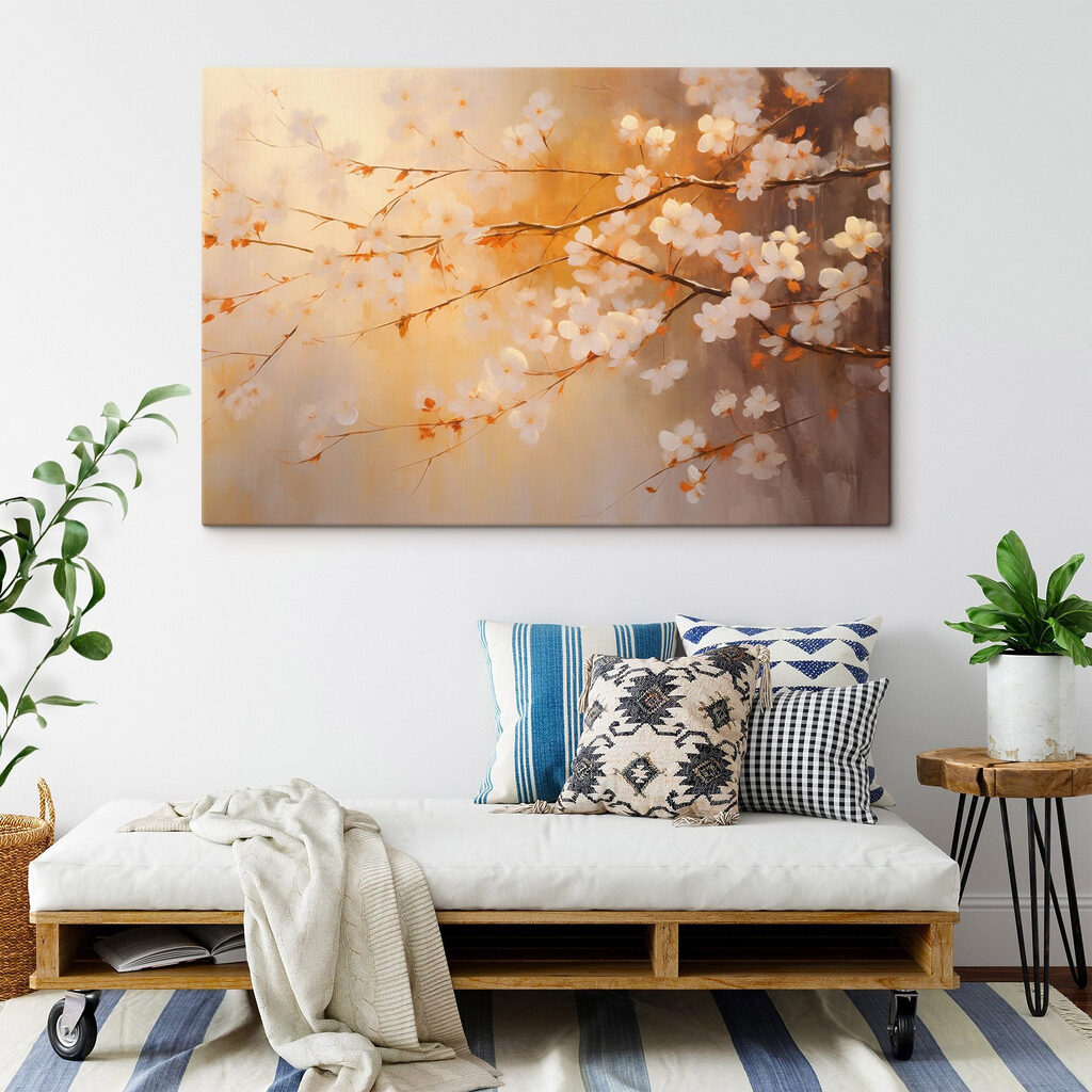 Tree branch with white flowers