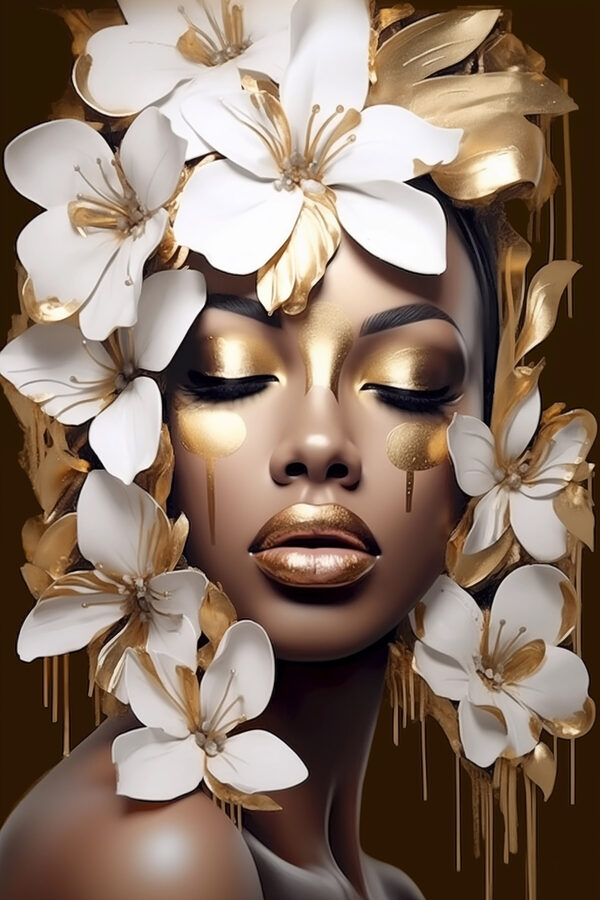 Ethereal beauty adorned with blossoms