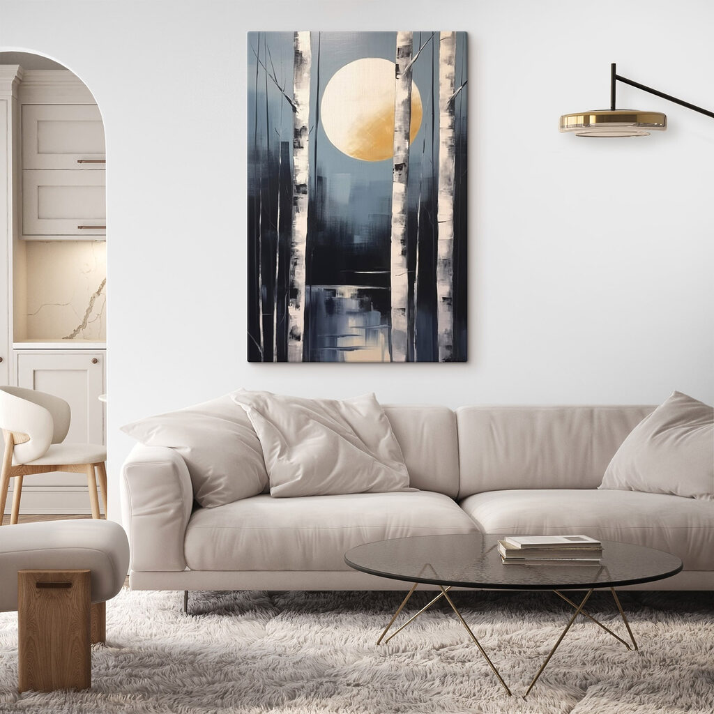 Painting of a moon in the sky