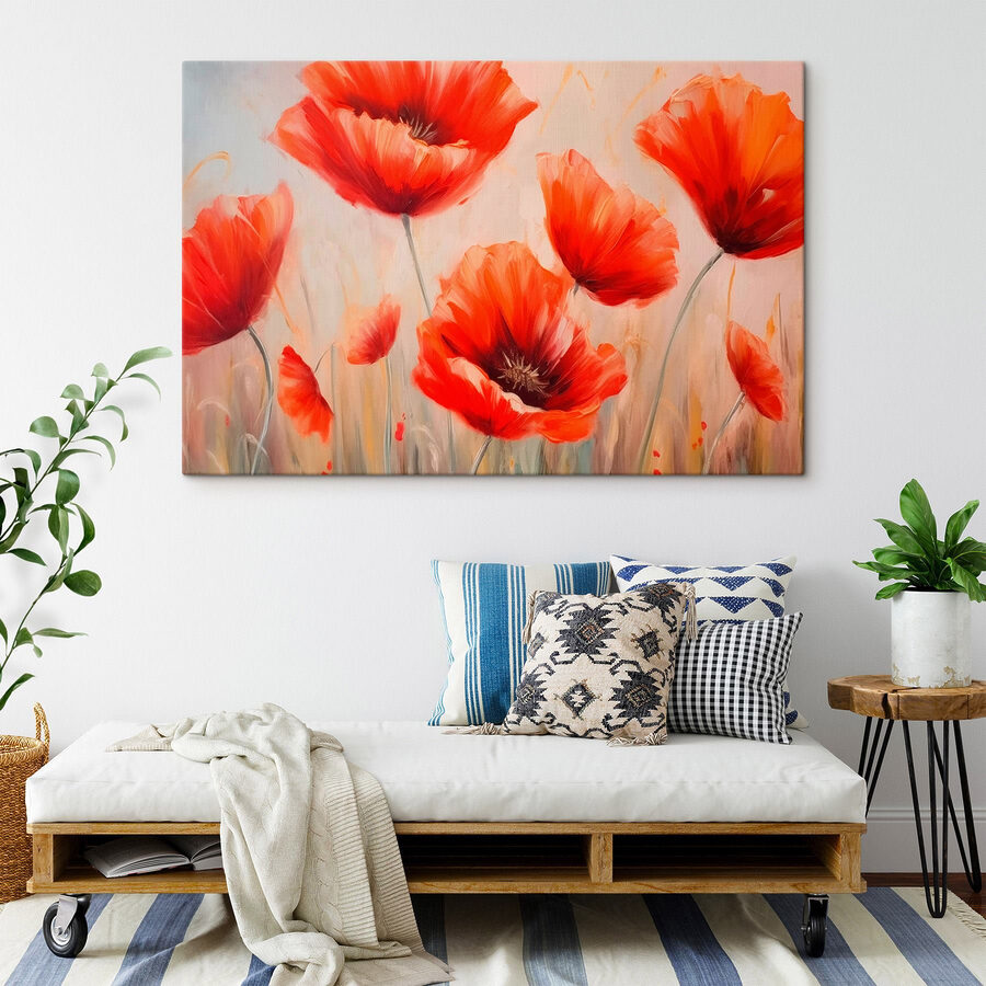 Painting of red flowers Painting of red flowers