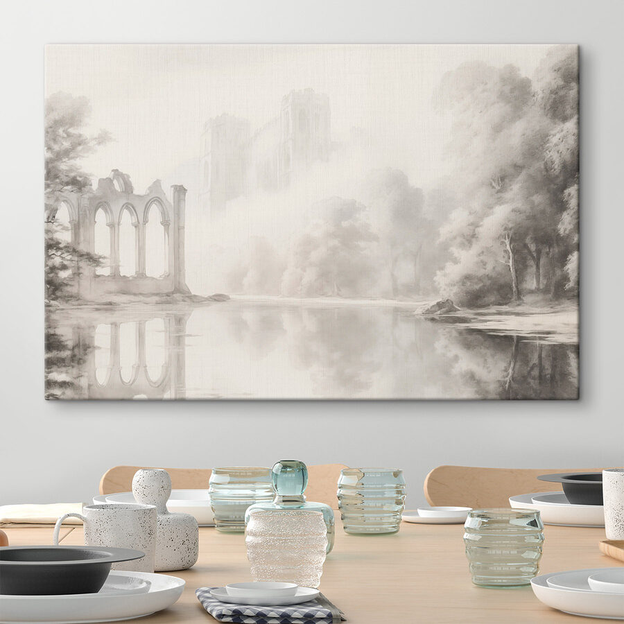 Waterlichaam met een kasteel op de achtergrond